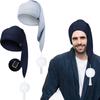 Geyoga 2 Pcs Men Silk Night Sleeping Cap Adjustable Drawstring Night Sleeping Cap with Pom Ball for Daily Use(Milk Fiber,Light Gray, Navy Blue) view 1