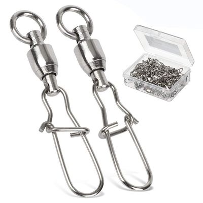 AMYSPORTS Duo Lock Snap Fishing Swivels Stainless Barrel Swivels Fishing Lure Snap Swivels Ball Bearing Swivels Fishing Tackle for Saltwater Fishing Freshwater Fishing 50pcs 220lbs