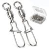 AMYSPORTS Duo Lock Snap Fishing Swivels Stainless Barrel Swivels Fishing Lure Snap Swivels Ball Bearing Swivels Fishing Tackle for Saltwater Fishing Freshwater Fishing 50pcs 220lbs view 1