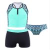 Moggemol Kids Girls 3 Piece Tankini Swimsuit Floral Print Top with Boyshorts Bottoms Bathing Suit Swimwear Green 4 Years view 3