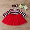 ACSUSS Baby Girls 2pcs Fall Clothes Long Sleeve Stripes Heart Print Valentine Princess Dress Red 6-12 Months view 3
