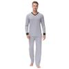 INK+IVY Men Sleepwear Pajama Set Cuffed Long Sleeve V-Neck T-Shirt, Soft Sueded Jersey Vee, and Relaxed Fit Trouser Loungewear, Alloy, Medium view 1