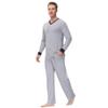 INK+IVY Men Sleepwear Pajama Set Cuffed Long Sleeve V-Neck T-Shirt, Soft Sueded Jersey Vee, and Relaxed Fit Trouser Loungewear, Alloy, Medium view 2