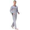 INK+IVY Men Sleepwear Pajama Set Cuffed Long Sleeve V-Neck T-Shirt, Soft Sueded Jersey Vee, and Relaxed Fit Trouser Loungewear, Alloy, Medium view 4