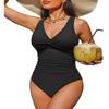 Holipick Black Women Tummy Control One Piece Swimsuit - Push Up Bathing Suit Full Coverage Slimming Swimwear S view 1