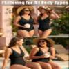 Holipick Black Women Tummy Control One Piece Swimsuit - Push Up Bathing Suit Full Coverage Slimming Swimwear S view 2