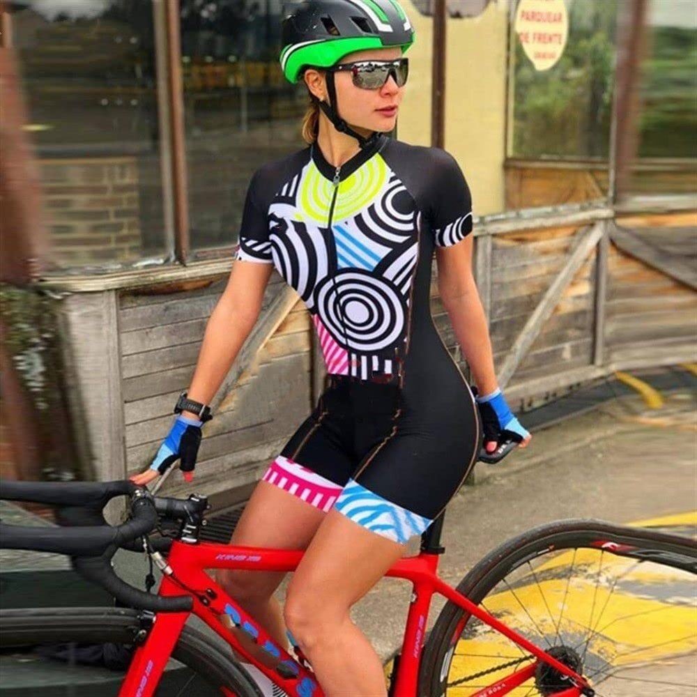 CYTSH Women's Cycling Jersey Sets Triathlon One Piece Bodysuit Women Short Sleeve Cycling Skinsuit Suit With Pockets GEL Pad (Color : 1, Size : XXX-Large)