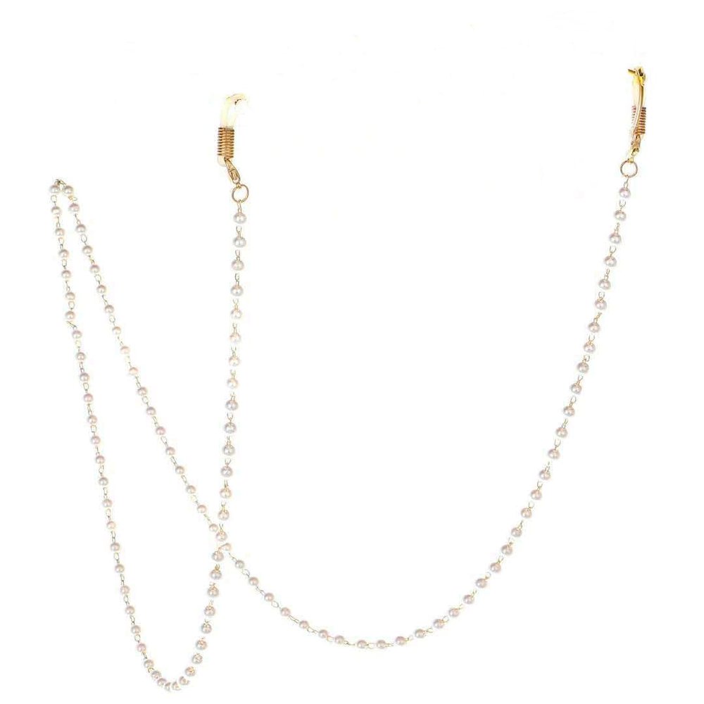 Guqqeuc Pearl Glasses Eyeglasses Chain for Women Beaded Sunglasses Chains Pearl Eyewear Chain Holder Necklace - Glasses Chain ONLY (No Glasses Included)