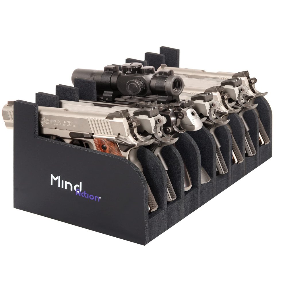MIND&ACTION Foam Pistol Rack for Gun Safe, Gun Cabinet Accessories, Pistols Holder Storage Organizer, Revolver Firearm Handgun Rack Stand Display
