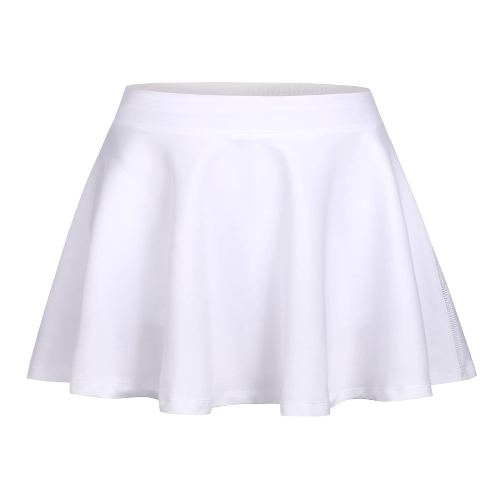 Zaclotre Skorts Skirts for Girls Elastic High Waisted Tennis Skirt with 2 Pockets Athletic Golf Workout Sports Shorts White