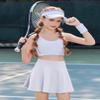 Zaclotre Skorts Skirts for Girls Elastic High Waisted Tennis Skirt with 2 Pockets Athletic Golf Workout Sports Shorts White view 2