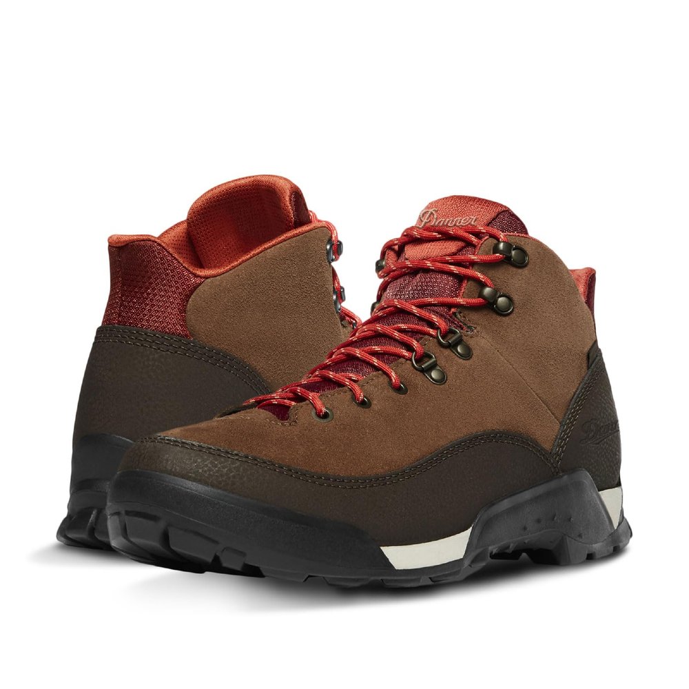 Danner Panorama 6 Waterproof Hiking Boots for Men with Rich Suede Upper, Breathable Danner Dry Barrier, Comfort Footbed, and Traction Outsole, Brown/Red - 9 D