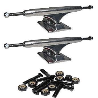 Warehouse Skateboards Standard Polished Skateboard Trucks - 5.75" Hanger 8.5" Axle with 1" Raven Black Hardware - Bundle of 2 items
