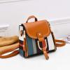 IKAXIYO Women Faux Leather Color Block Plaid Mini Backpack Crossbody Shoulder Bag Handbag, Fashion and Convenient view 3