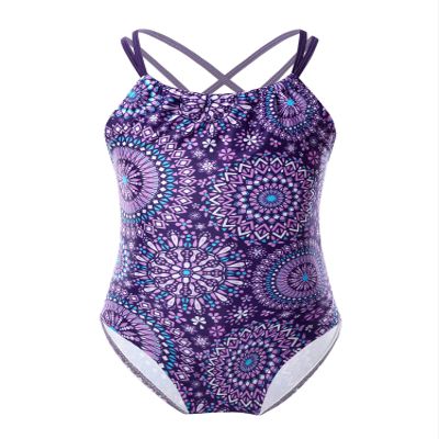 Moggemol Kids Girls Halter Adjustable Straps Criss Cross Back One Piece Swimsuit Beach Bathing Suit Purple 3 Years
