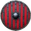 ARTIZANSTORE Medieval LARP Warrior Wood and Steel Viking Round Shield Red Wooden Armour view 1
