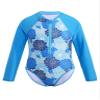 Moggemol Kids Girls One Piece Sun Protection Swimsuit Long Sleeve Surfing Rashguard Shirts Beach Swimwear Blue 8 Years view 1