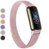 Vanjua Metal Band Compatible with Fitbit Luxe Bands, Stainless Steel Mesh Loop Adjustable Wristband Replacement Strap for Fitbit Luxe/Luxe Special Edition Fitness Tracker Women Men (Rose Pink) view 1