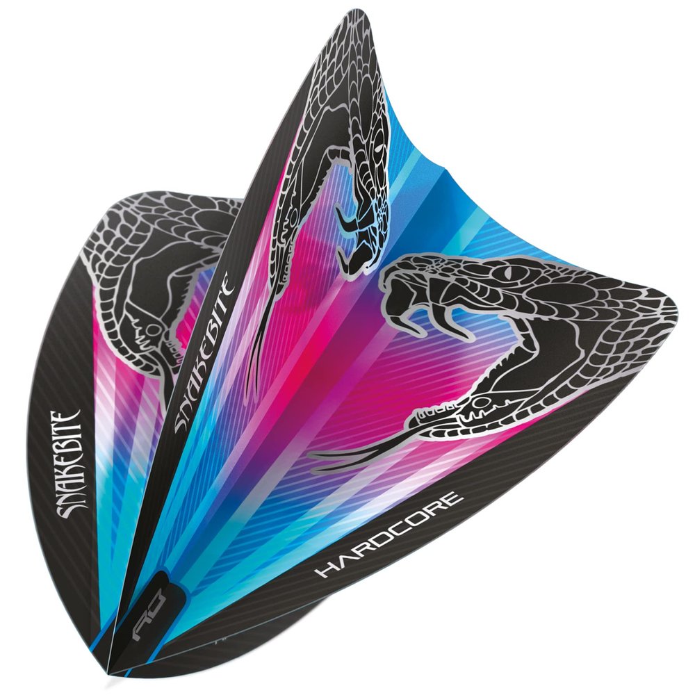 RED DRAGON Peter Wright Snakebite Hardcore Freestyle Pink and Blue Dart Flights - 3 Sets Per Pack (9 Dart Flights in Total)