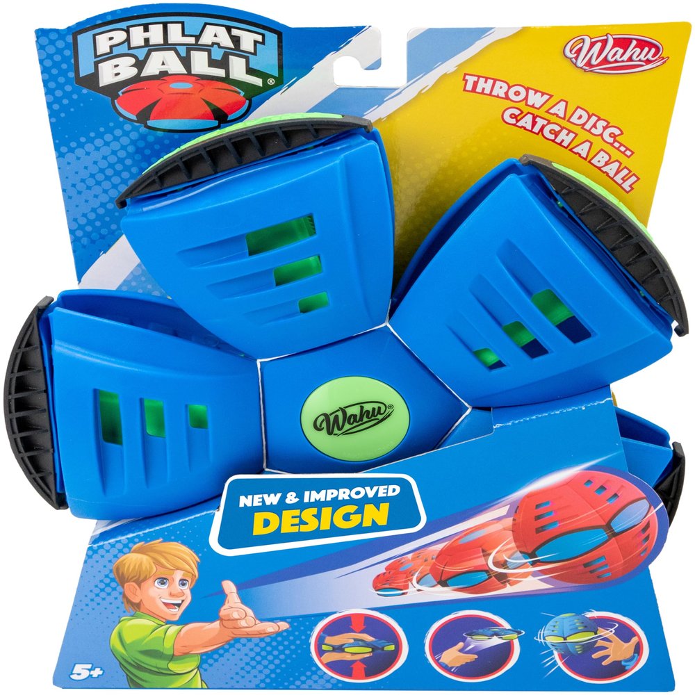 WAHU Phlat Ball Classic Flying Saucer Ball Toy for Kids Ages 5+, Collapsible Time Delay Frisbee Flying Disc Toy, Throw a Disc Catch a Ball, Blue