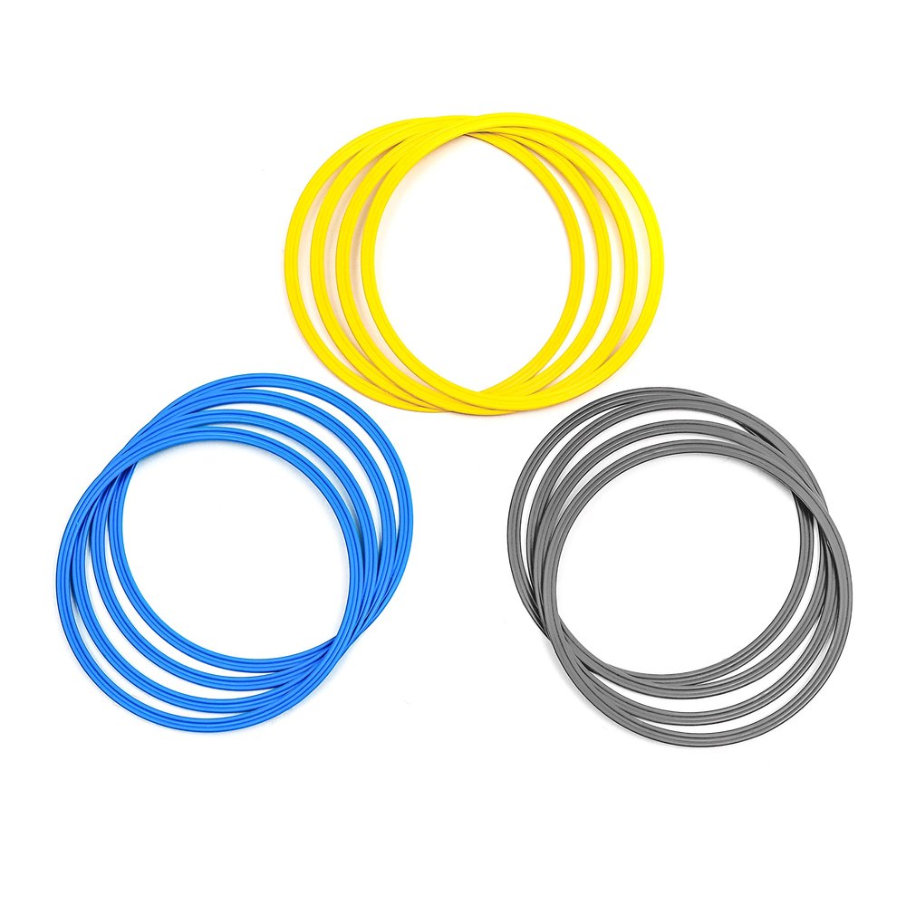 Speed & Agility Training Rings - Set of 12-16" Outer Diameter by Trademark Innovations (Yellow/Blue/Gray)
