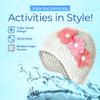 Beemo Latex Swimming Cap for Women, Swim Cap for Long Hair or Short Hair, Bath & Swim Caps to Shield Hair from Damage, Use as Large Shower Cap, White Swimming Cap with Pink Flowers view 3