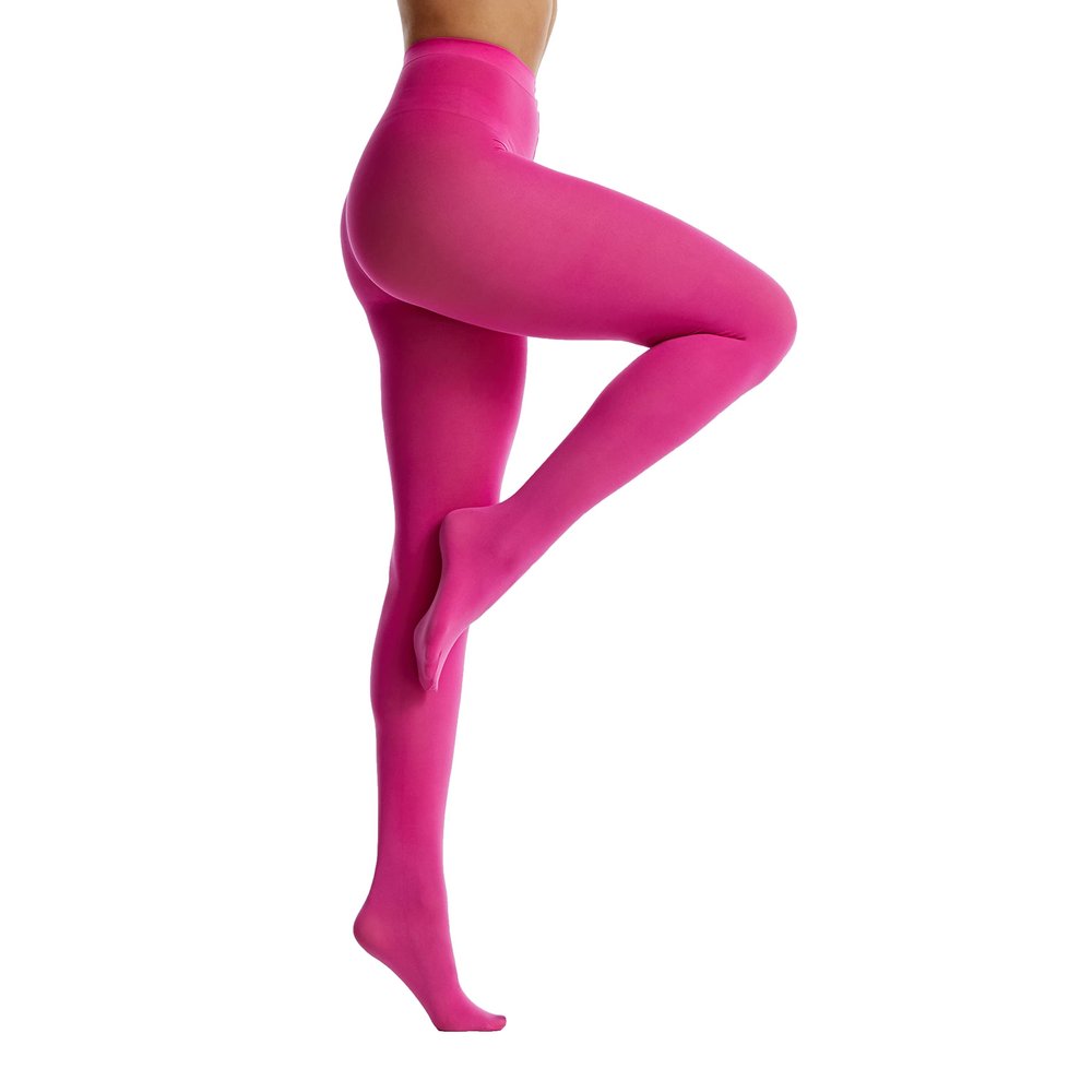 Frola Women's 80 Denier Soft Semi Opaque Solid Color Footed Pantyhose Tights (Small-Medium, Fuchsia Fedora)