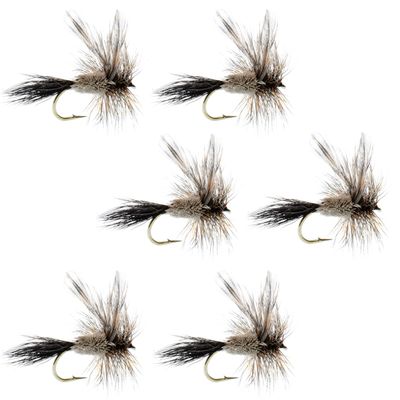 The Fly Fishing Place Irresistible Adams Classic Trout Dry Fly Fishing Flies - Set of 6 Flies Size 12