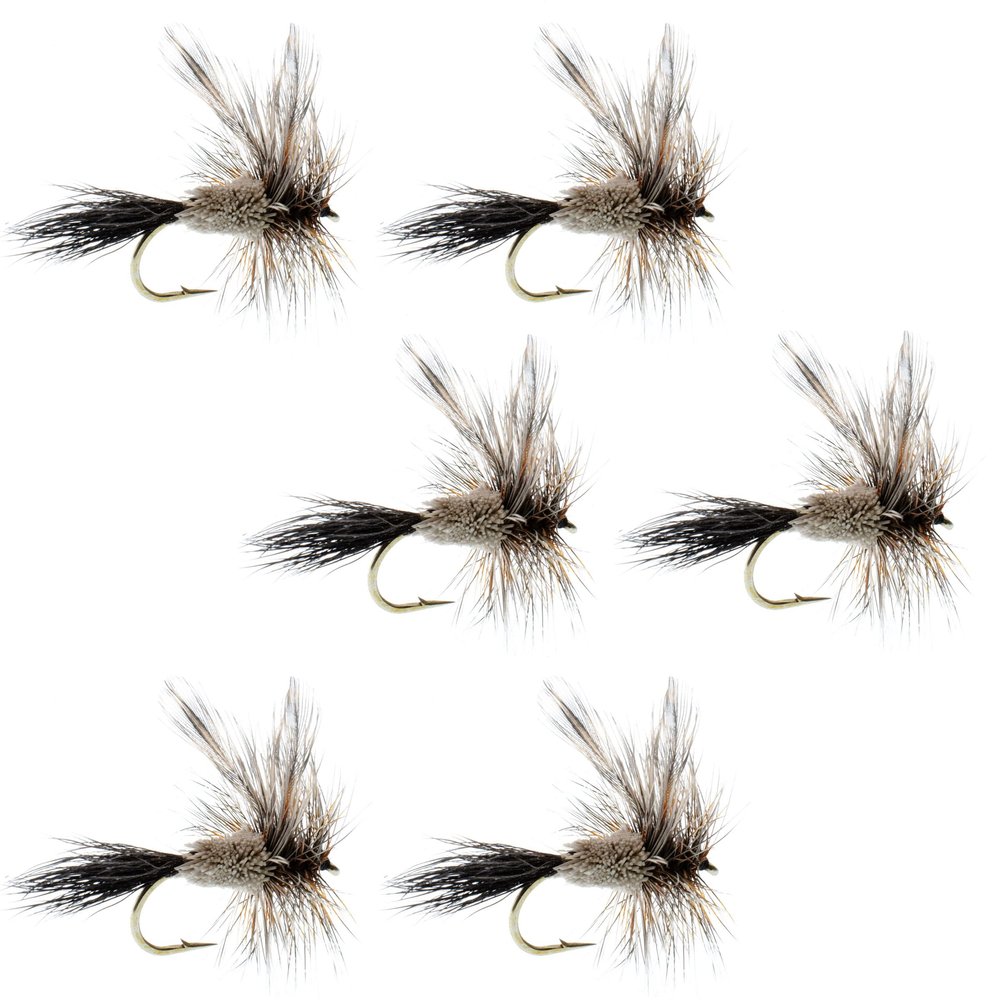 The Fly Fishing Place Irresistible Adams Classic Trout Dry Fly Fishing Flies - Set of 6 Flies Size 12