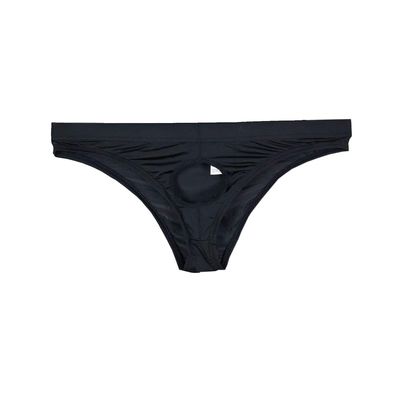 COMLIFE Mens Ice Silk Front Hole Bikini Shorts Under Panties Black