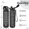 32 OZ Water Bottle with Storage Sleeve and Straw &Lid, Motivational Water Bottles with Times to Drink BPA Free Reusable Gym Water Bottles for Fitness & Sports (Midnight Rose) view 2