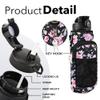 32 OZ Water Bottle with Storage Sleeve and Straw &Lid, Motivational Water Bottles with Times to Drink BPA Free Reusable Gym Water Bottles for Fitness & Sports (Midnight Rose) view 4