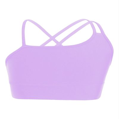 easyforever Kids Girls Athletic Sport Bra Strappy Back Vest Crop Top Tanks for Gym Workout Dance Gymnastics Purple J 10