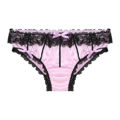 YiZYiF Men's Feminine Panties Silky Satin Lingerie Sissy Knickers Panties Pink XX-Large