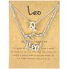 3Pcs Zodiac Gold Plated CZ Necklaces for Women Old English Necklace 12 Constellation Necklace Zodiac Sign Gifts for Women-Silver Leo view 1