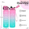 32 oz Water Bottles with Straw & Strap, Motivational Water Bottles with Times to Drink, BPA Free Reusable Sports Water Bottle with Sleeve Carrier for Gym, Workout or Fitness (Butterfly in Love) view 2