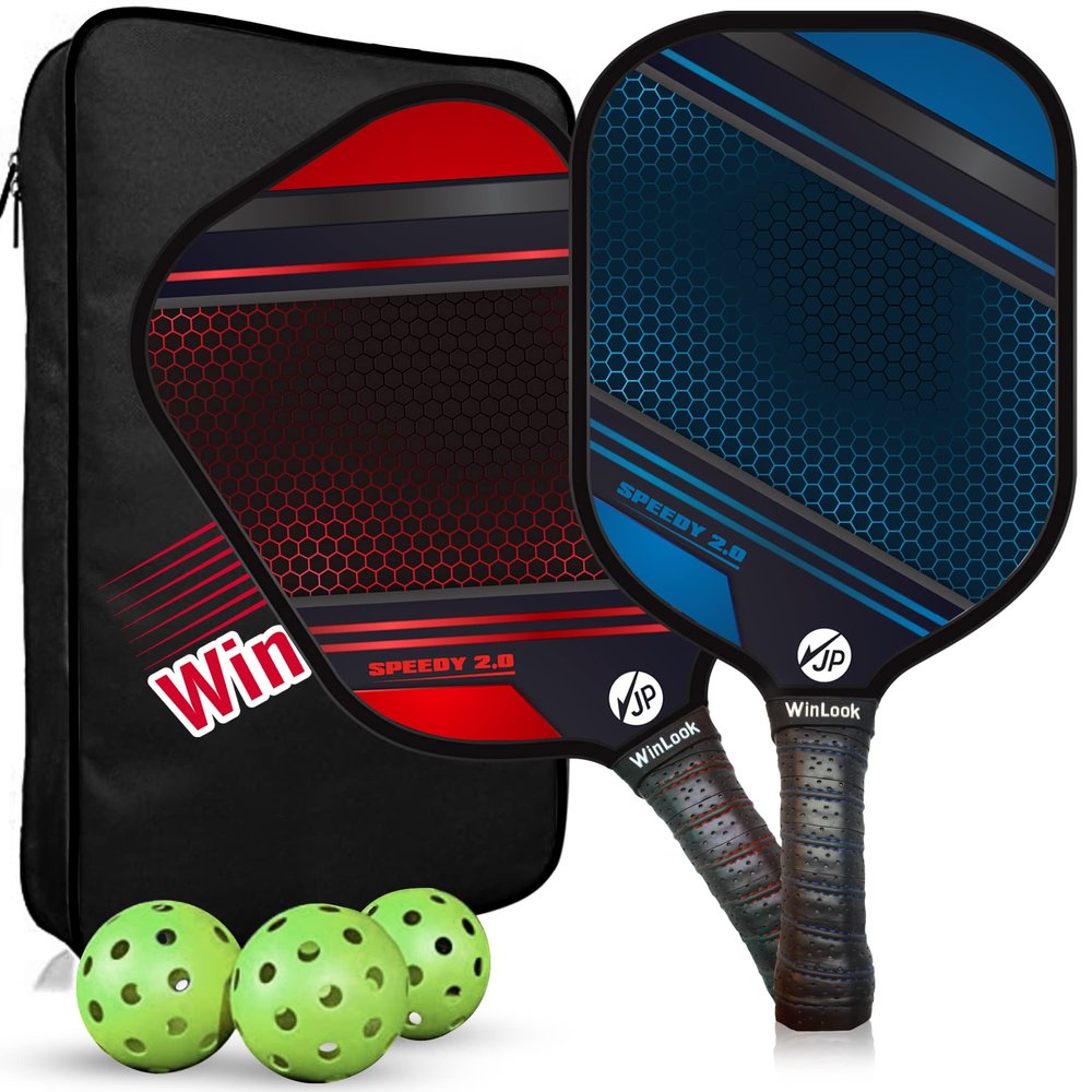 JP WinLook Premium Pickleball Paddles Set  USAPA Pickleball Set - Graphite Carbon Fiber Rackets for Women & Men and Balls for Indoor or Outdoor Play - Racquets, Pickleballs & Carry Bag