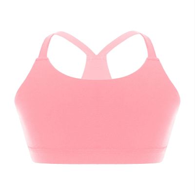 easyforever Kids Girls Athletic Sport Bra Strappy Back Vest Crop Top Tanks for Gym Workout Dance Gymnastics Pink I 14
