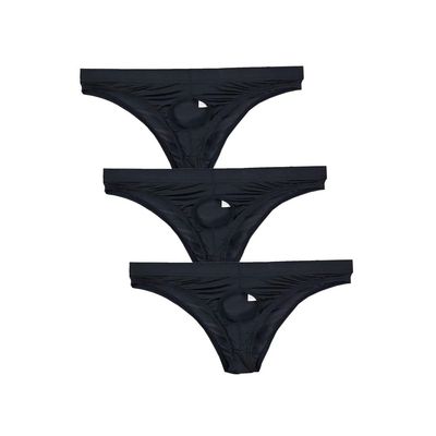 COMLIFE Multipack Mens Front Hole Triangle Bikini and Briefs Black/Black/Black X-Large