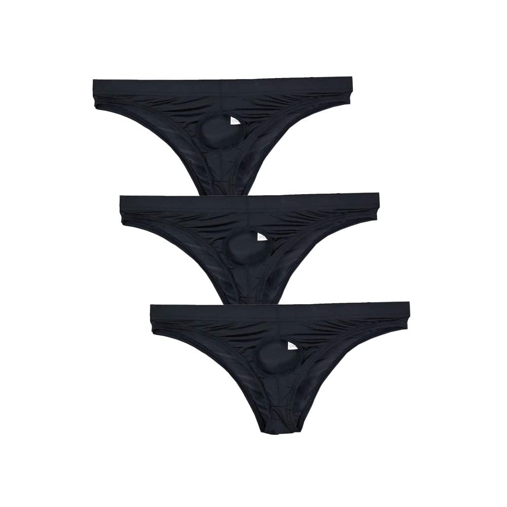 COMLIFE Multipack Mens Front Hole Triangle Bikini and Briefs Black/Black/Black X-Large