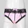 YiZYiF Men's Feminine Panties Silky Satin Lingerie Sissy Knickers Panties Pink Large view 3