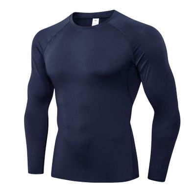 Men's Compression Shirts Long Sleeve Athletic T Shirt Workout Cool Dry Running Tops Gym Undershirts Baselayers Navy