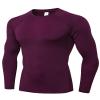 Men's Compression Shirts Long Sleeve Athletic T Shirt Workout Cool Dry Running Tops Gym Undershirts Baselayers Wine view 1