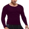 Men's Compression Shirts Long Sleeve Athletic T Shirt Workout Cool Dry Running Tops Gym Undershirts Baselayers Wine view 4