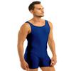 Sywiyi Men's Wrestling Singlet Leotard Sleeveless Stretchy Gym Workout One Piece Bodysuit Sportswear Navy Blue Large view 3