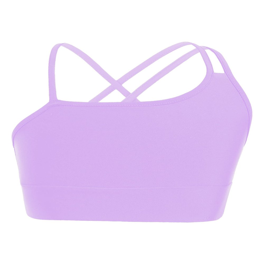 easyforever Kids Girls Athletic Sport Bra Strappy Back Vest Crop Top Tanks for Gym Workout Dance Gymnastics Purple J 6