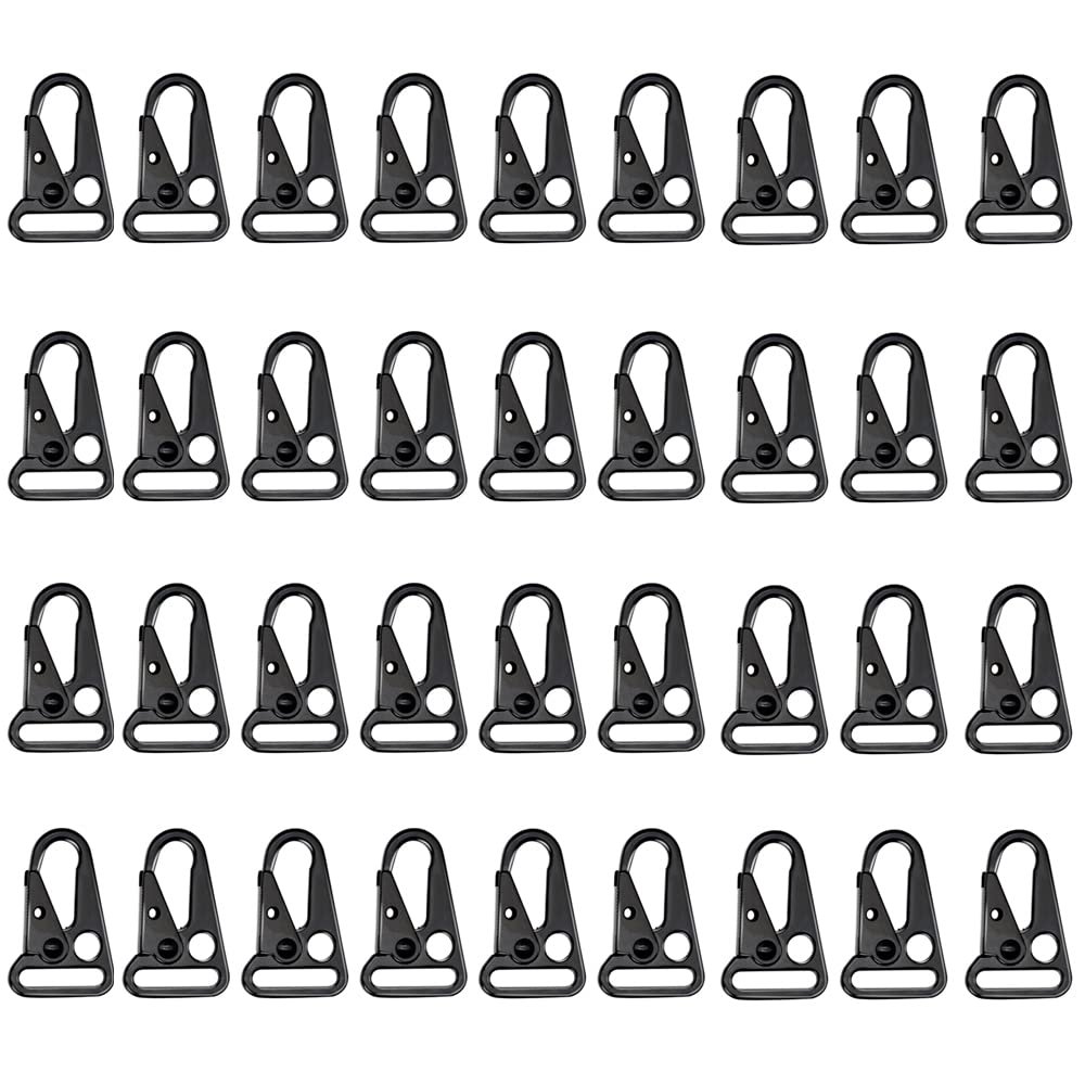 IndependentThose 36 Pieces 1 Inch Enlarged Mouth Clip Sling Clasp Hook for Keychain Snap Hooks Outdoor Bag Backpack Tactical Carabiners (Black 36 pack)
