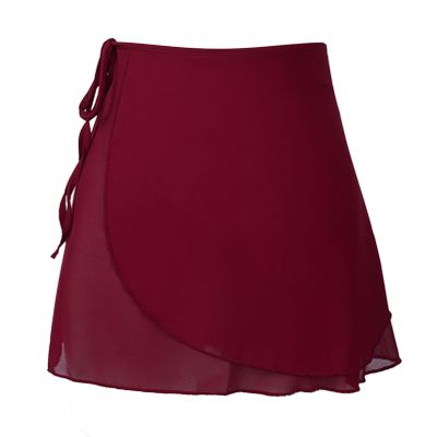 CHICTRY Adult Ladies Sheer Chiffon Ballet Wrap Over Scarf Dance Leotard Skate Tutu Skirt Burgundy B One Size