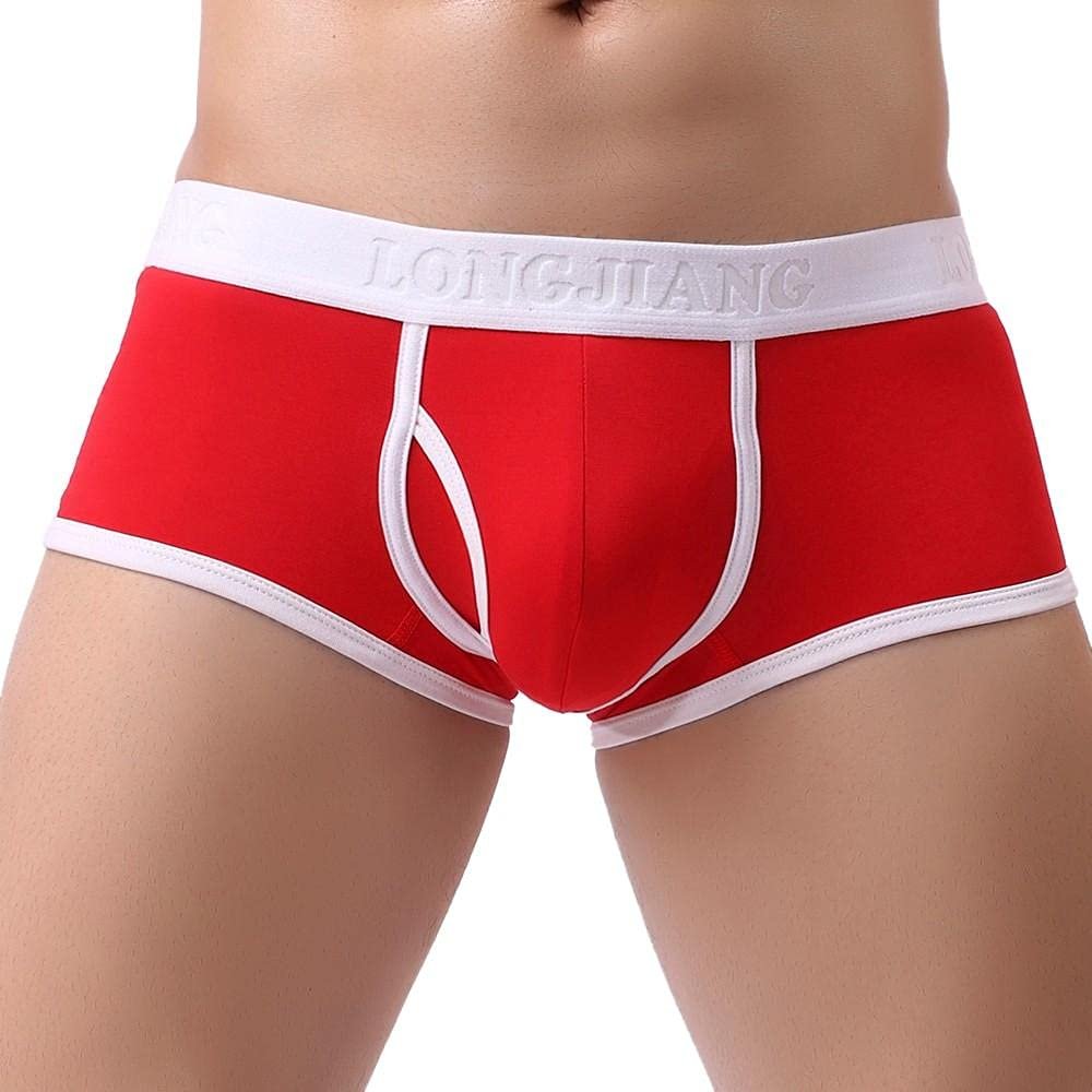 Mens Underwear Soft Breathable Briefs Bulge Pouch Athletic Supporter Trunks Comfort Stretch Shorts Underpants Red