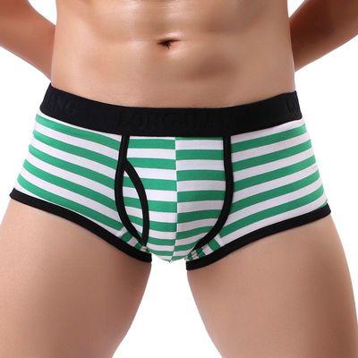 Mens Striped Underwear Soft Breathable Briefs Bulge Pouch Athletic Supporter Trunks Comfort Stretch Shorts Underpants Green